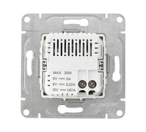 Механизм розетки USB-C - 2шт, белый Эпика EKF  UP1-SOW-2USBC  EKF