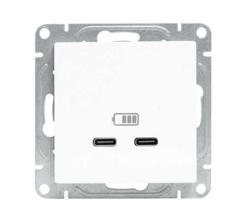 Механизм розетки USB-C - 2шт, белый Эпика EKF  UP1-SOW-2USBC  EKF