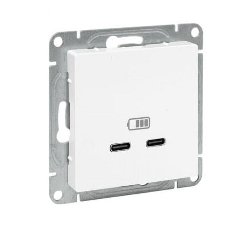 Механизм розетки USB-C - 2шт, белый Эпика EKF  UP1-SOW-2USBC  EKF