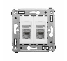 Розетка RJ-45 в стену, кат.6 двойная экранированная, Avanti, "Белое облако"  4400394  DKC