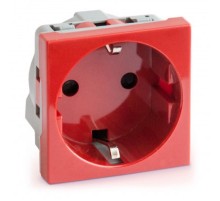 Розетка модульная с з/к и шторками 45х45мм красная  АДЛ 13-901  Рувинил