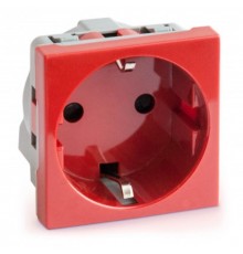 Розетка модульная с з/к и шторками 45х45мм красная  АДЛ 13-901  Рувинил