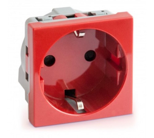 Розетка модульная с з/к и шторками 45х45мм красная  АДЛ 13-901  Рувинил