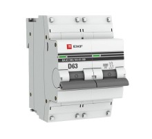 Выключатель автоматический двухполюсный ВА 47-100 63А D 10кА PROxima  mcb47100-2-63D-pro  EKF