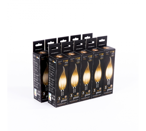 Лампа светодиодная филаментная E14 11W 2700К прозрачная  104801111  Gauss