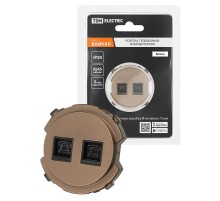 Розетка телефонная двойная RJ11 бронза, "Байкал"   SQ1819-0415  TDM