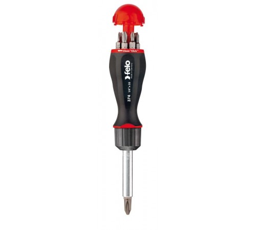 Отвертка с реверсивным механизмом с набором бит SL, PH, PZ 8шт  37400405  Felo