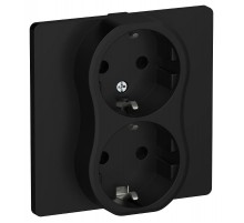 FLITE Розетка 2-ая с заземлением без шторок 16А РС12-0-К-ФлЧ черный  FI-R21C-16-K02  IEK