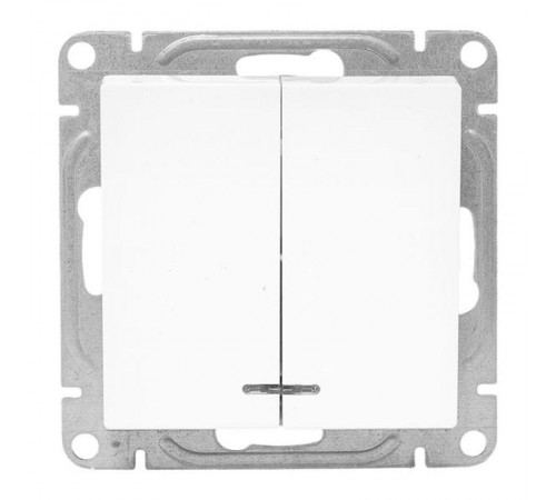 Механизм выключателя, двухклавишный, с подсветкой, белый Эпика EKF  UP1-SWW-24  EKF