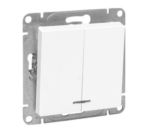 Механизм выключателя, двухклавишный, с подсветкой, белый Эпика EKF  UP1-SWW-24  EKF