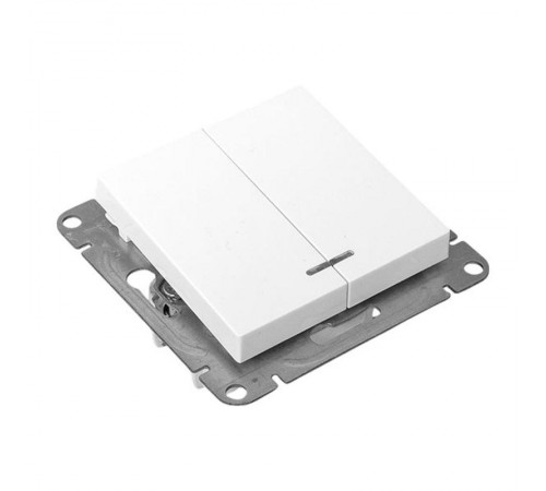 Механизм выключателя, двухклавишный, с подсветкой, белый Эпика EKF  UP1-SWW-24  EKF