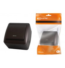 Выключатель 1-кл. открытой установки с подсветкой IP44 10А шоколад "Селигер"  SQ1818-0203  TDM