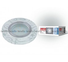 Светильник декор.встр "Peonia" DLS-P202 GU5.3 CHROME/WHITE GU5.3. арматура металл, хром. / стекл с серебром на белом фоне.  10126  Fametto