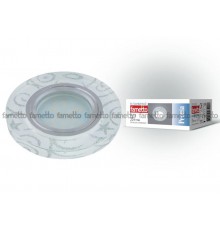 Светильник декор.встр "Peonia" DLS-P202 GU5.3 CHROME/WHITE GU5.3. арматура металл, хром. / стекл с серебром на белом фоне.  10126  Fametto