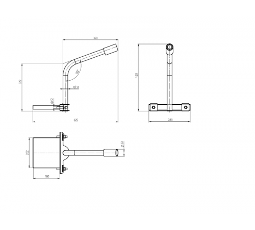 Кронштейн на опору с 1 хомутом SPP-AC3-0-350-060 625*460*280, d 60  Б0047654  ЭРА