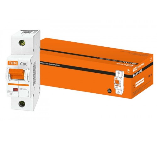 Выключатель автоматический однополюсный ВА47-125 80А C 15кА  SQ0208-0058  TDM