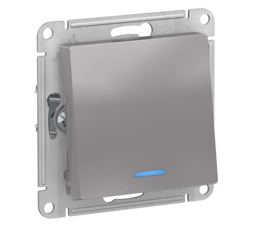 AtlasDesign Алюминий Переключатель 1-клавишный с подсветкой, сх.6а, 10АХ, механизм  ATN000363  SE