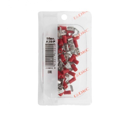 Наконечник плоский, с изолир.фланцем (смешанный), 0,25-1,5мм.кв. 6,3х0,8мм.  2A30P  DKC