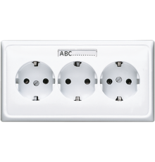 Розетка тройная с заземлением для кабельканалов, полем для надписи; белая  CD523NAWW  Jung