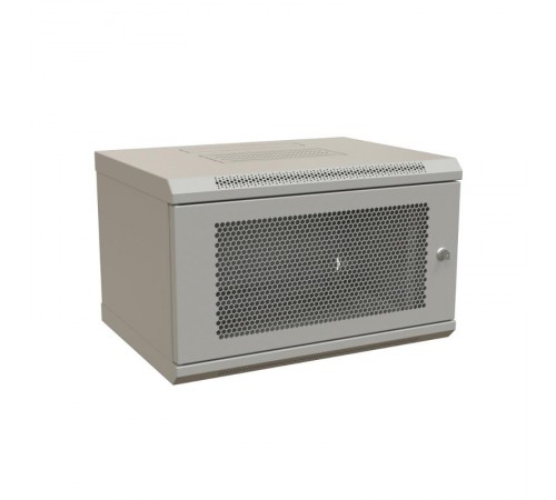 WR-TW-0645-SD-RAL7035 Шкаф настенный 19-дюймовый (19"), 6U, 367x600х450мм, перфор. метал. дверь с замком, цвет серый (RAL 7035)  521262  WRLine