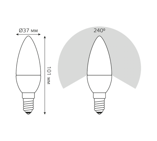 Лампа светодиодная LED 7Вт E14 220В 2700К свеча, диммируемая  103101107-S  Gauss