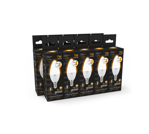 Лампа светодиодная LED 7Вт E14 220В 2700К свеча, диммируемая  103101107-S  Gauss