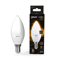 Лампа светодиодная LED 7Вт E14 220В 2700К свеча, диммируемая  103101107-S  Gauss