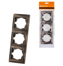 Рамка 3-х постовая вертикальная старинная бронза "Лама"  SQ1815-0780  TDM