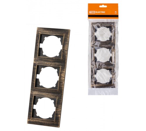 Рамка 3-х постовая вертикальная старинная бронза "Лама"  SQ1815-0780  TDM