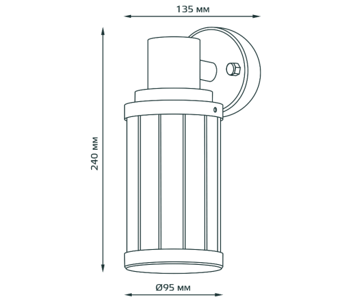 Светильник садово-парковый Vega на стену вниз 10.5*24*14.2cm, 170-240V / 50Hz, 1xE27, Max.60W, IP54  GD022  Gauss