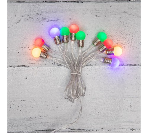 Гирлянда светодиодная Мини-лампочки 1.5 м, 10 LED, прозрачный ПВХ, цвет свечения мультиколор, 2 х АА (батарейки не в комплекте)  303-074  NEON-NIGHT