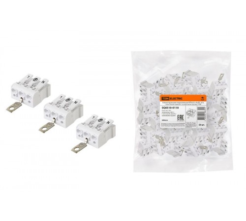 Клемма пружинная соединительная КСПнз3-L+N+PE, 16 A, с монтажной ножкой и заземлением под винт  SQ0510-0110  TDM