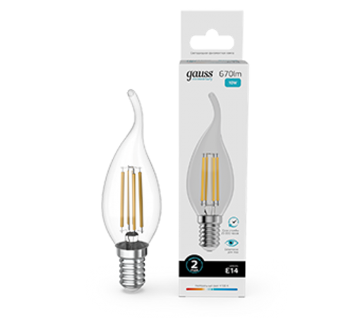 Лампа светодиодная   Filament Elementary Свеча на ветру 10W 670lm 4100К Е14 LED 1/10/100  42120  Gauss
