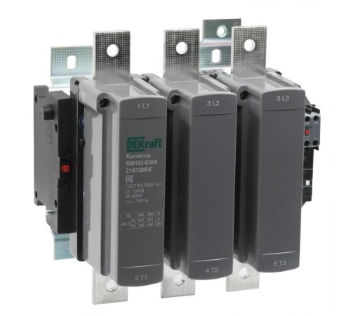 Контактор 630А 220В_АС АС3_ АС4 1НО+1НЗ КМ-102  21973DEK  DEKraft