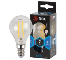 Лампа светодиодная F-LED P45-7W-840-E14 (филам, шар, 7Вт, нейтр, E14) (10/100/3000)  Б0049891  ЭРА