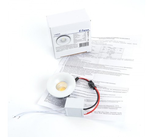 Светильник светодиодный встраиваемый для подсветки мебели LN003 3W 210 Lm 4000К белый  28771  FERON