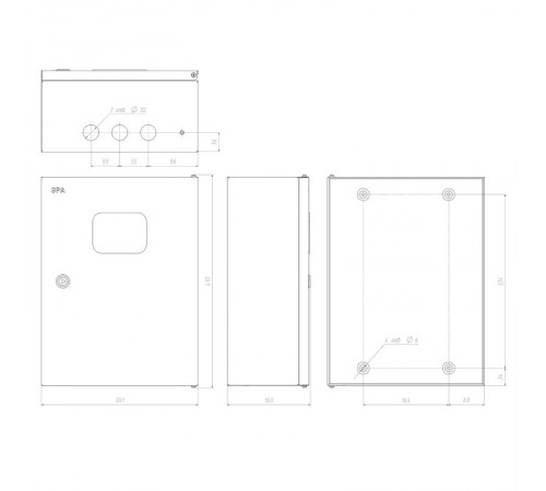  Щит с монтажной панелью металлический ЩМПг (окно)-04 IP54 (400х300x175) SIMPLE  Б0041663  ЭРА