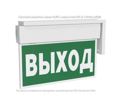 Световой указатель аварийного освещения светодиодный BS-KURS-10-S1-ELON 3,9Вт IP65 централизованный подверной/накладной  a22175  Белый свет