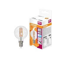 Лампа светодиодная филаментная LED STAR Classic P 5W, прозрачная колба, Е14 LSCLP60D 5W/840 230V FIL E14 10X1RU  4058075230446  Osram