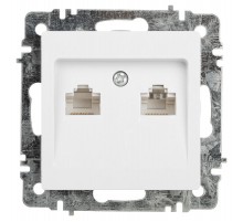 Розетка Intro Accent 6-304-01 информационная 2xRJ45, IP20, СУ, белый   Б0063646  Intro