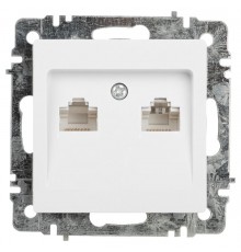 Розетка Intro Accent 6-304-01 информационная 2xRJ45, IP20, СУ, белый   Б0063646  Intro