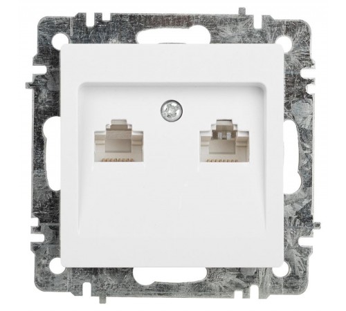 Розетка Intro Accent 6-304-01 информационная 2xRJ45, IP20, СУ, белый   Б0063646  Intro