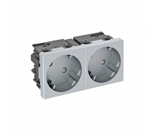 Розетка двойная 33° Modul45connect, 250 В, 16A (серебристый) (STD-D3C AL2)  6120492  OBO Bettermann