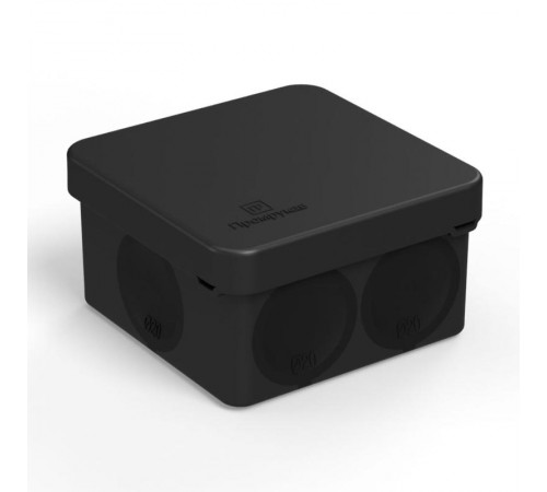 Коробка распределительная 70х70х40мм IP66 6 вводов черная для прямого монтажа двухкомпонентная безгалоген (HF) (150шт/кор)  60-0200-9005  Промрукав