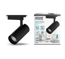 Светильник светодиодный трековый цилиндр 32W 2750lm 4000K 180-240V IP20 75*220мм черный угол 24  TR073  Gauss