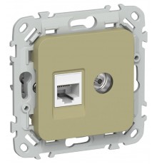 FLITE Розетка 2-ая RJ45/TV кат.5Е UTP РКТВ5е-2-0-ФлО оливковый  FI-AK22-1-K26  IEK