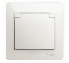 Glossa Перламутр Розетка с заземлением со шторками с крышкой, 16А, IP20 (в сборе)  GSL000646  SE