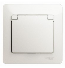 Glossa Перламутр Розетка с заземлением со шторками с крышкой, 16А, IP20 (в сборе)  GSL000646  SE