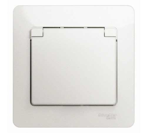 Glossa Перламутр Розетка с заземлением со шторками с крышкой, 16А, IP20 (в сборе)  GSL000646  SE