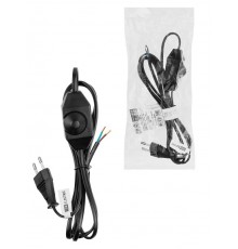 Шнур с плоской вилкой и светорегулятором "Народный" ШВВП 2х0,5 мм2, 2м, черный  SQ1305-0044  TDM